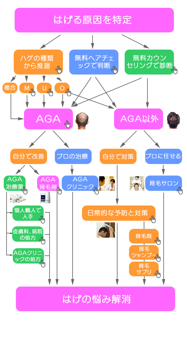 はげ対策のフローチャート